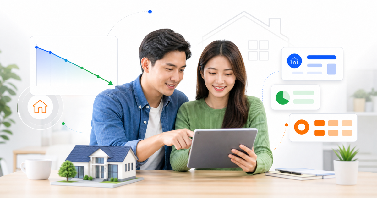 Người mua nhà kiểm tra khoản vay và khoản trả hằng tháng
